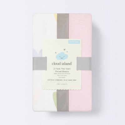  Fitted Playard Jersey Sheet - Cloud Island™ Hearts/Pink 2pk