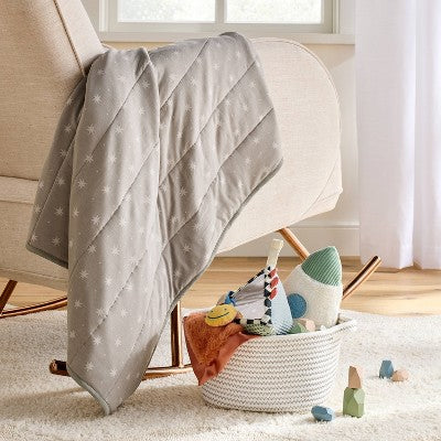  Rayon From Bamboo Jersey Quilted Blanket - Stars - Gray - Cloud Island™