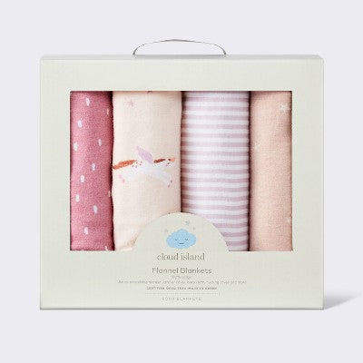  Flannel Baby Blankets - Unicorns - 4pk - Cloud Island™