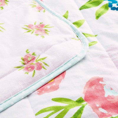  Jersey Knit Reversible Baby Blanket Floral - Cloud Island™ - White