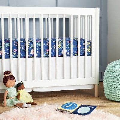  Fitted Crib Sheet Wildflower Dark - Cloud Island™ Navy Floral