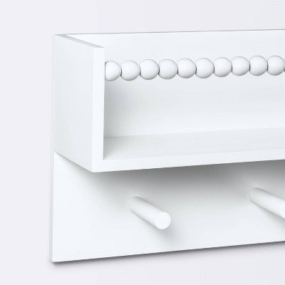  Wall Hook Shelf With Beading - White - Cloud Island™