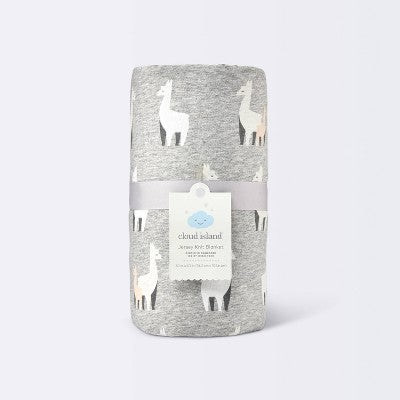  Jersey Knit Reversible Faux Fur Blanket Llamas - Cloud Island™ Blue/White
