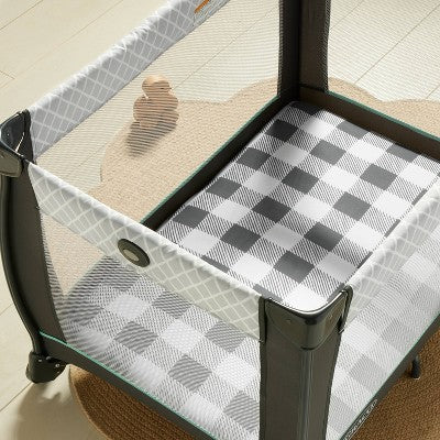  Fitted Playyard Jersey Sheet Gingham - Cloud Island™ - Gray - 2pk