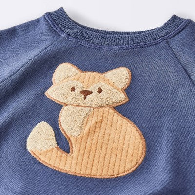  Baby Boys' 2pc Fox Applique Sweatshirt & Shorts Set - Cloud Island™ Navy Blue
