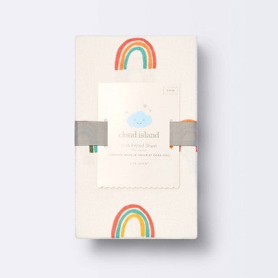  Polyester Rayon Fitted Crib Sheet - Rainbows - Cloud Island™