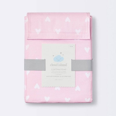  Fitted Crib Sheet Hearts - Cloud Island™ Pink