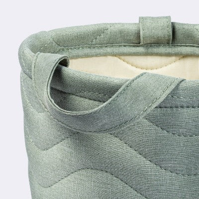  Quilted Fabric Small Round Storage Basket - Green - Cloud Island™