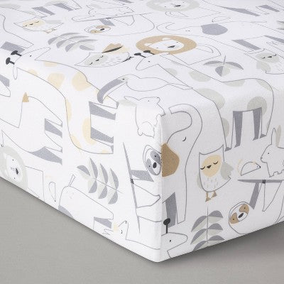  Crib Bedding Set Animals 4pc - Cloud Island™ White/Beige