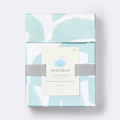  Fitted Crib Sheet Tile Print - White/Seafoam - Cloud Island™
