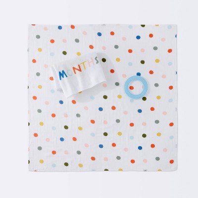  Milestone Swaddle Baby Blanket With Felt Frame - Multi Dot - Cloud Island™