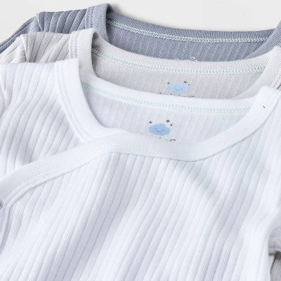  Baby Boys' 3pk Side Snap Long Sleeve Bodysuit - Cloud Island™ Gray