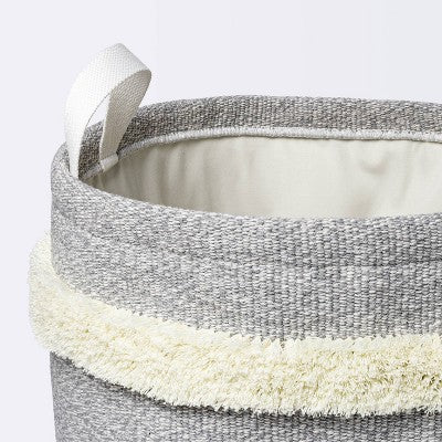  Tufted Canvas Round Storage Bin - Cloud Island™ Gray/Cream Large