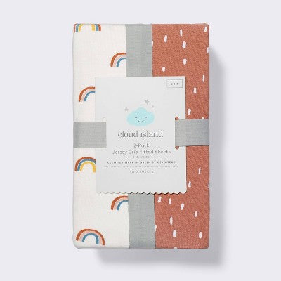  Fitted Jersey Crib Sheet - Rainbows - 2pk - Cloud Island™