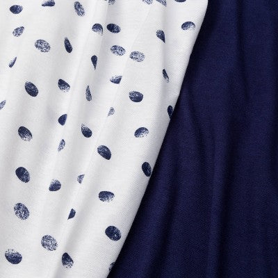  Fitted Jersey Crib Sheet Dots And Solid Navy Blue - Cloud Island™ - Navy - 2pk
