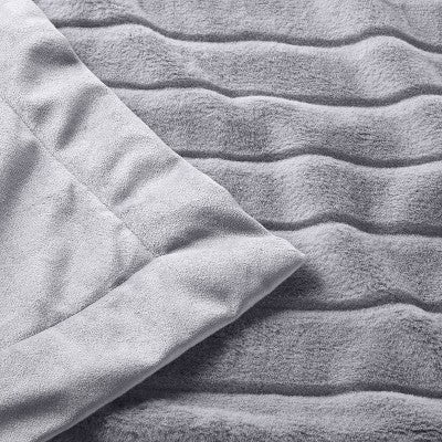  Faux Fur With Channel Carving Baby Blanket - Gray - Cloud Island™
