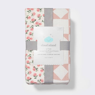  Fitted Jersey Crib Sheet - Ditsy Rose - 2pk - Cloud Island™