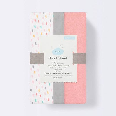  Fitted Play Yard Jersey Sheet - Cloud Island™ Confetti/Coral 2pk