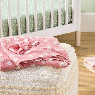  Hospital Muslin Swaddle And Headwrap Gift Set - Pink - Cloud Island™