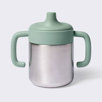  8oz Stainless Steel Sippy Cup - Green - Cloud Island™
