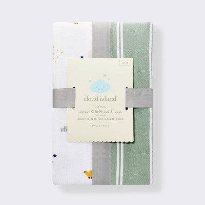  Fitted Jersey Crib Sheet - Safari Stripes - 2pk - Cloud Island™