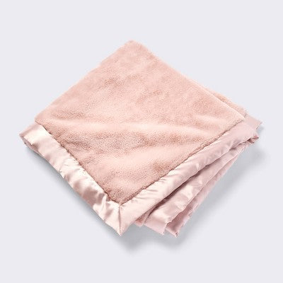  Solid Satin Edge Plush Baby Blanket - Pink - Cloud Island™