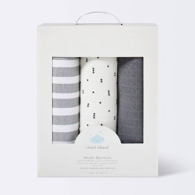  Muslin Swaddle Blanket Boutique 3pk - Cloud Island™