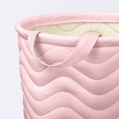  Quilted Fabric Large Round Storage Basket - Light Pink - Cloud Island™