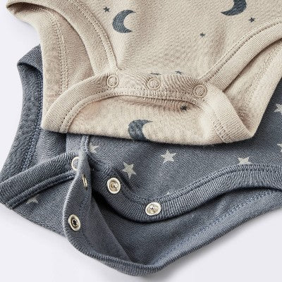  Baby 4pk Short Sleeve Moons Bodysuit - Cloud Island™ Gray