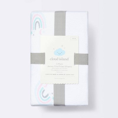  Fitted Jersey Crib Sheet Love To Dream - Rainbows/White - 2pk - Cloud Island™