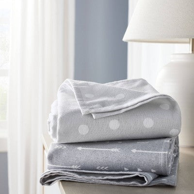  Flannel Swaddle Baby Blankets - Gray Arrows And Dots - 2pk - Cloud Island™