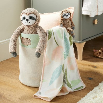  Brushed Jersey Stroller Blanket Blooms - Cloud Island™ Pink/Green