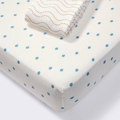  Fitted Jersey Crib Sheet - Dots & Squiggles - 2pk - Cloud Island™