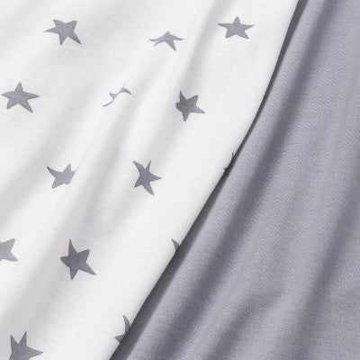  Fitted Mini Crib Jersey Sheet - Cloud Island™ Star/Gray 2pk