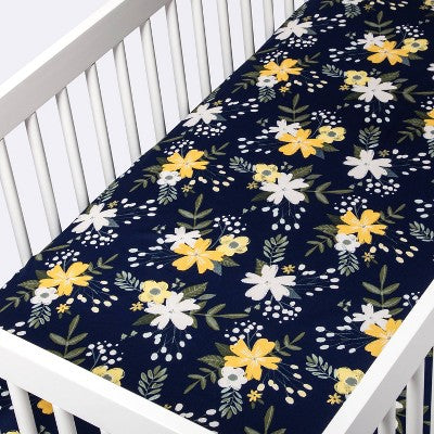  Fitted Crib Sheet Meadow - Cloud Island™ - Navy Floral