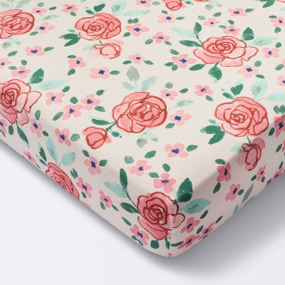  Cotton Fitted Crib Sheet - Large Floral Blooms - Cloud Island™