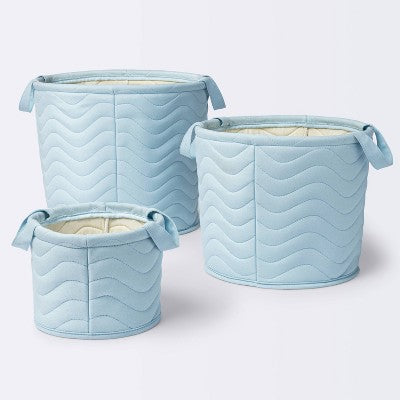  Quilted Fabric Small Round Storage Basket - Cloud Island™