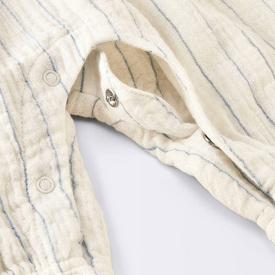  Baby Girls' Striped Gauze Long Legged Romper - Cloud Island™ Cream