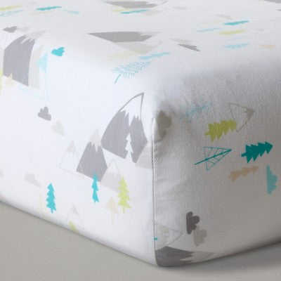  Fitted Crib Sheet Mountains - Cloud Island™ White