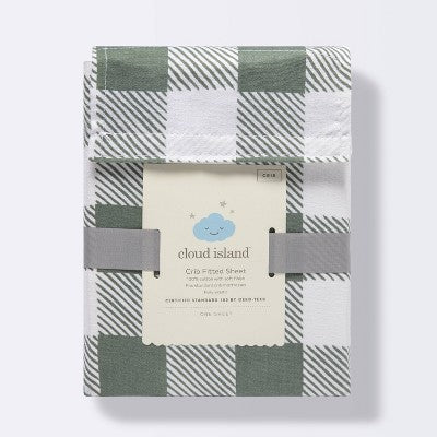  Fitted Crib Sheet - Cloud Island™ Green Gingham