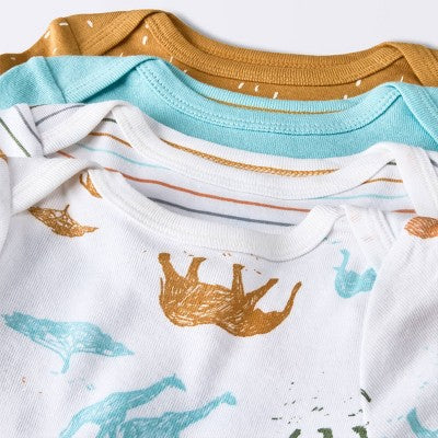  Baby 4pk Safari Animals Long Sleeve Bodysuit - Cloud Island™