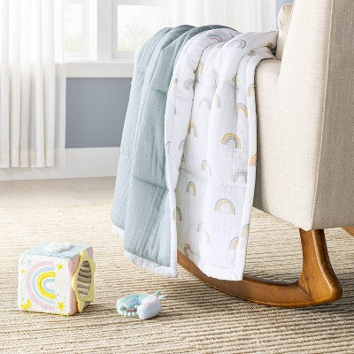  Muslin Quilt Baby And Toddler Blanket - Rainbow - Cloud Island™