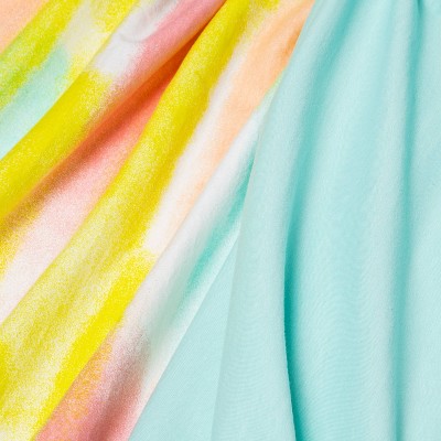  Fitted Jersey Crib Sheet 2pk - Cloud Island™ Brushstrokes And Solid Aqua