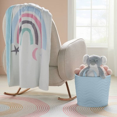  Quilted Fabric Large Round Storage Basket - Blue - Cloud Island™