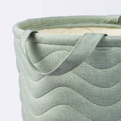  Quilted Fabric Medium Round Storage Basket - Green - Cloud Island™