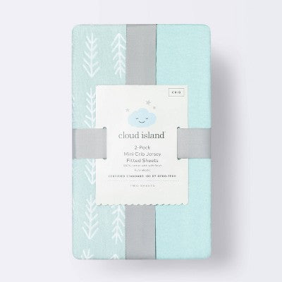  Fitted Mini Crib Sheet - Arrows/Mint - 2pk - Cloud Island™