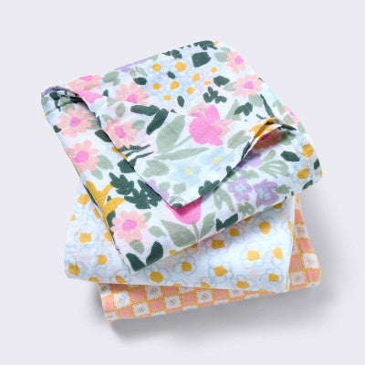  Muslin Swaddle Baby Blanket - Painterly Floral - 3pk - Cloud Island™