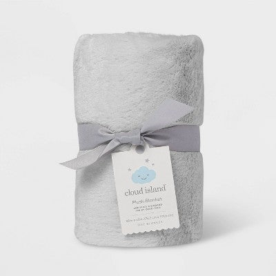  Solid Satin Edge Plush Blanket - Cloud Island™ Gray