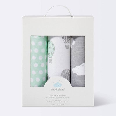 Swaddle Blankets In The Clouds 3pk - Cloud Island™ Joyful Mint