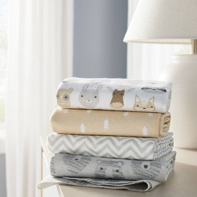  Flannel Baby Blankets Little Cub - Cloud Island™ Gray/Neutral 4pk